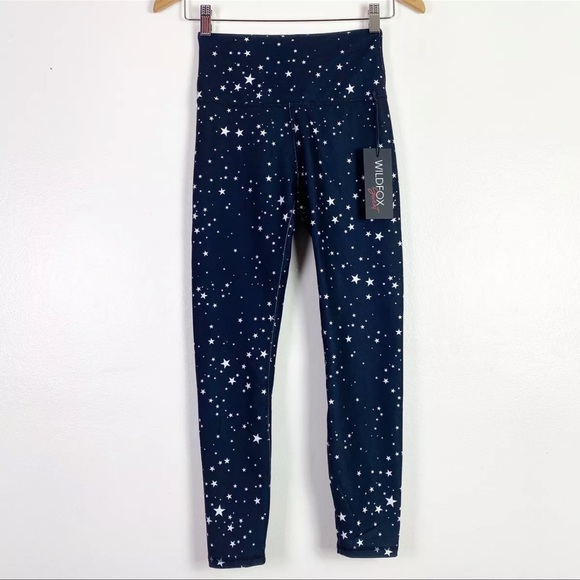 Wildfox Women's High Waist/Rise Black White Scattered Stars Printed 7/8 Leggings - Picture 4 of 13